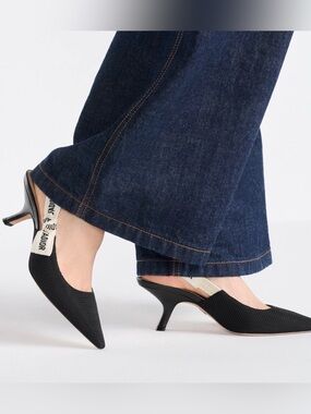 Authentic Dior Black J’Adior Technical Fabric Slingback Heels 38.5